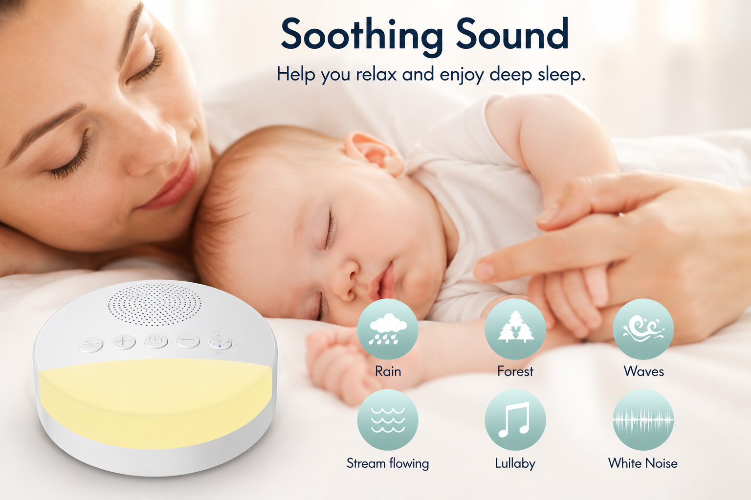 Baby White Noise Machine with Night Light – Soothing Sleep Sounds for Babies & Children