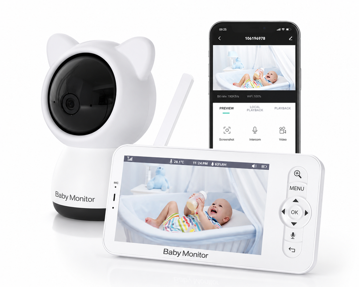 Wireless Baby Monitor with Camera & Screen – 1080P HD Video, Night Vision & 355° Pan