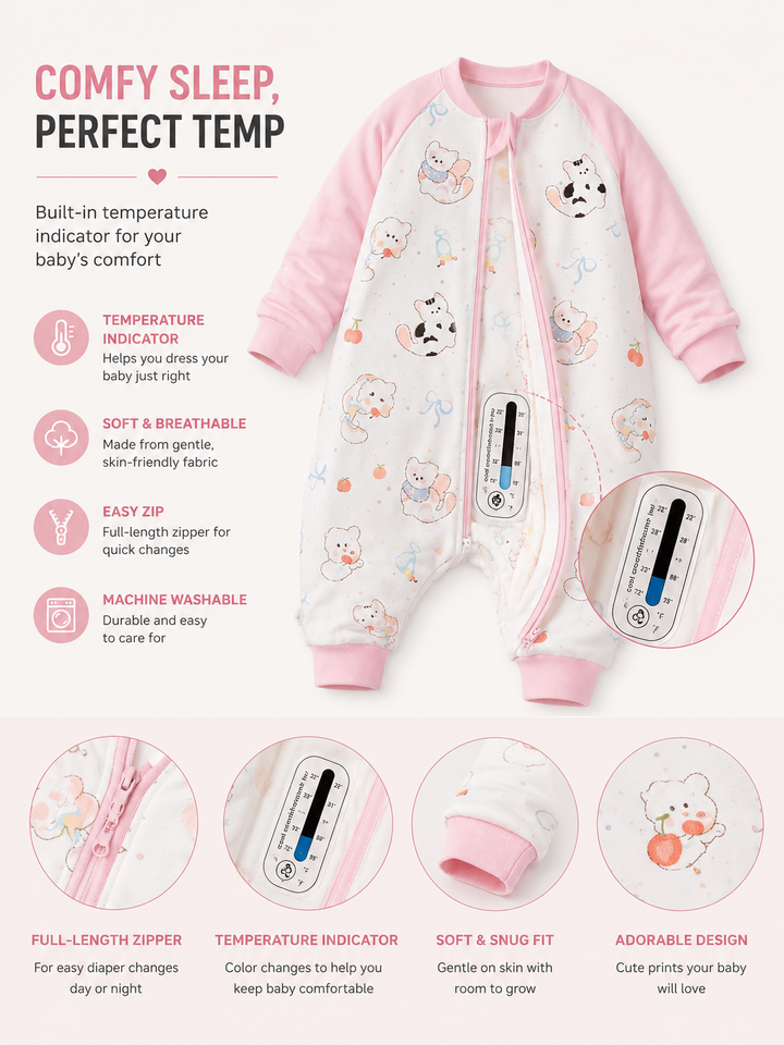 Pink Teddy Sleep Sack with Feet | 1.5 TOG Toddler Walker Sleeping Bag