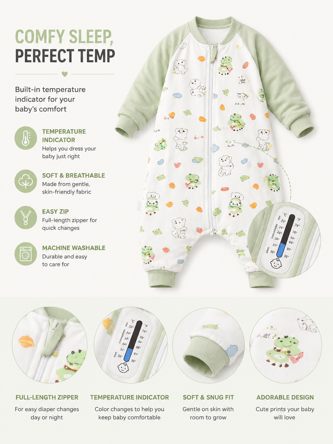 Forest Friends Sleep Sack with Feet | 1.5 TOG Toddler Walker Sleeping Bag