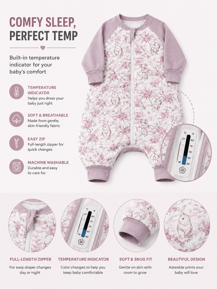 Flower Sleep Sack with Feet | 1.5 TOG Toddler Walker Sleeping Bag