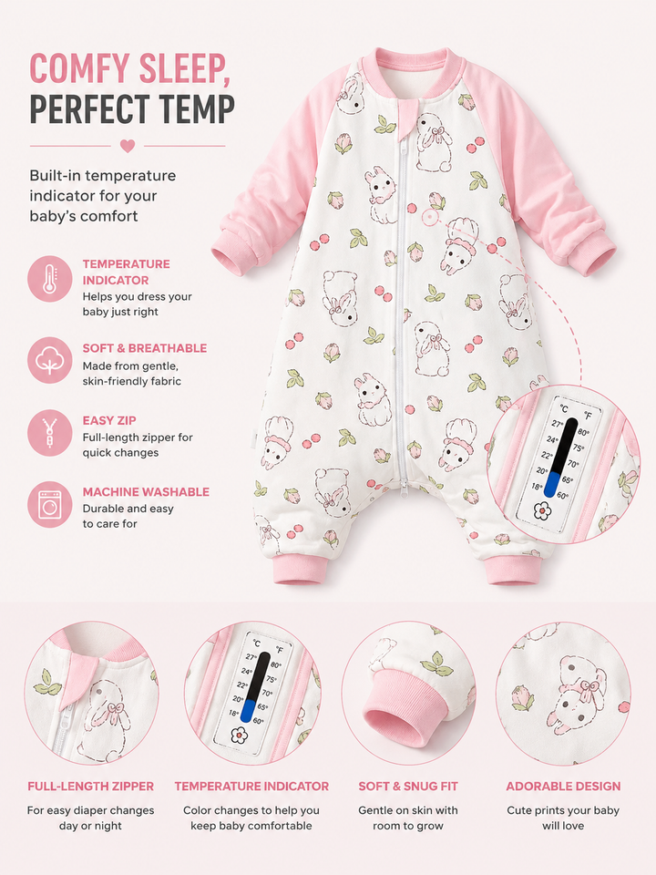 Rabbit Sleep Sack with Feet | 1.5 TOG Toddler Walker Sleeping Bag